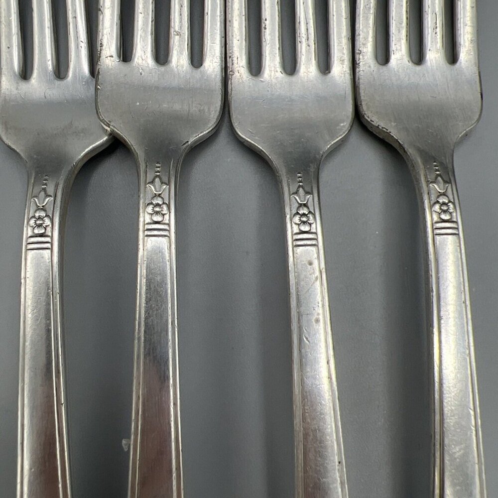 4 Dinner Forks WM A Rogers EVERLASTING A1 Plus Oneida 1940's Georgian Silverware - Picture 9 of 12